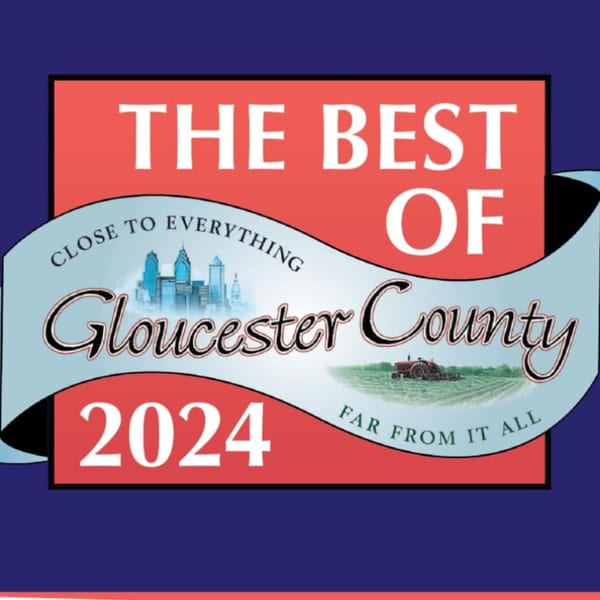 A red and blue graphic with text "THE BEST OF Gloucester County 2024" and city and farm illustrations.