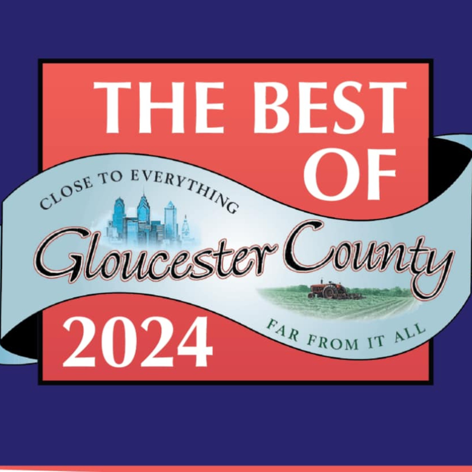 A red and blue graphic with text "THE BEST OF Gloucester County 2024" and city and farm illustrations.